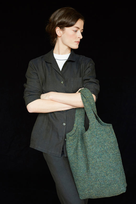 Moss Green Tweed Tote Bag-Shopping Totes-STABLE of Ireland