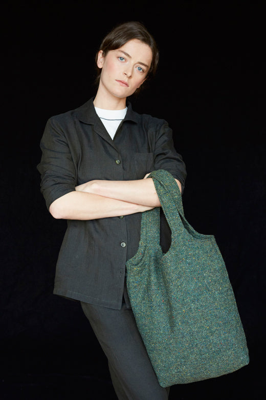 Moss Green Tweed Tote Bag-Shopping Totes-STABLE of Ireland