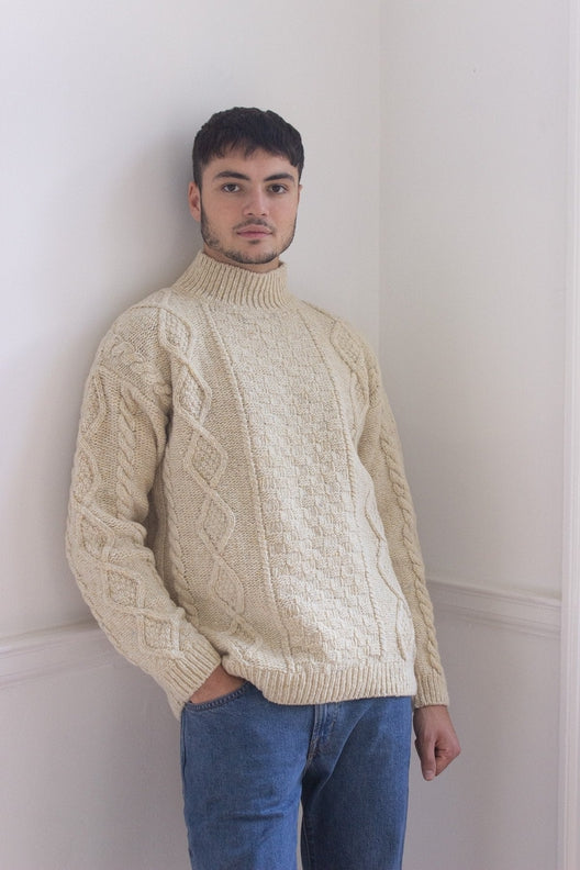 Natural Donegal Aran Jumper-Jumper-STABLE of Ireland