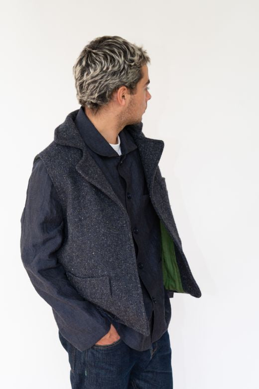 Navy Blue Irish Tweed Gilet-Clothing-STABLE of Ireland