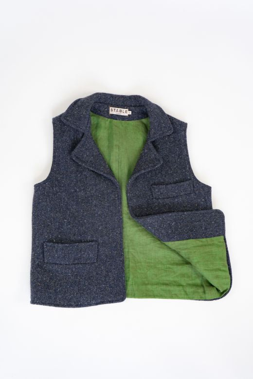 Navy Blue Irish Tweed Gilet-Clothing-STABLE of Ireland