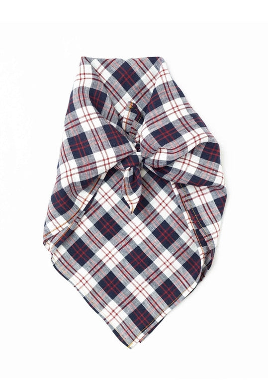 Navy Check Polly Headscarf/Neck Scarf-Scarves &amp; Shawls-STABLE of Ireland