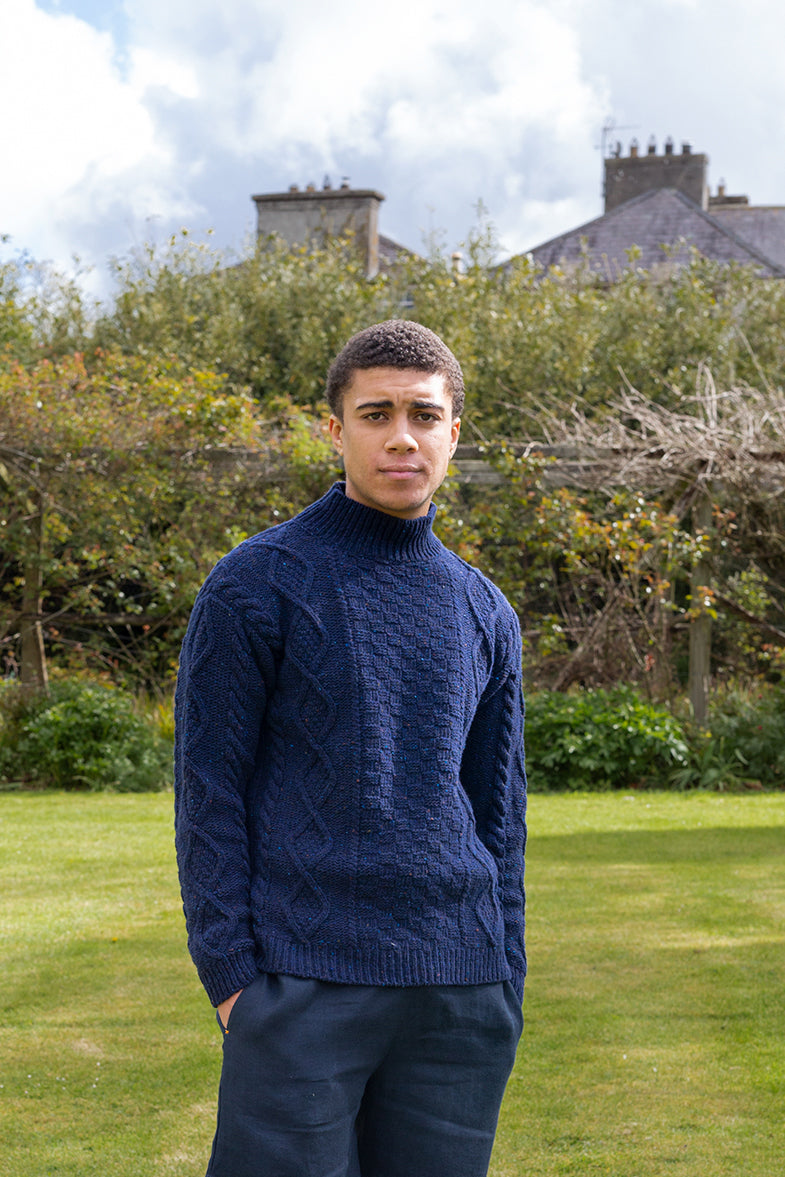 Navy Donegal Aran Jumper-Jumper-STABLE of Ireland