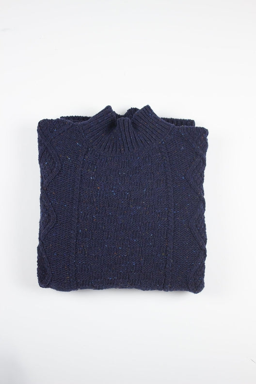 Navy Donegal Aran Jumper-Jumper-STABLE of Ireland