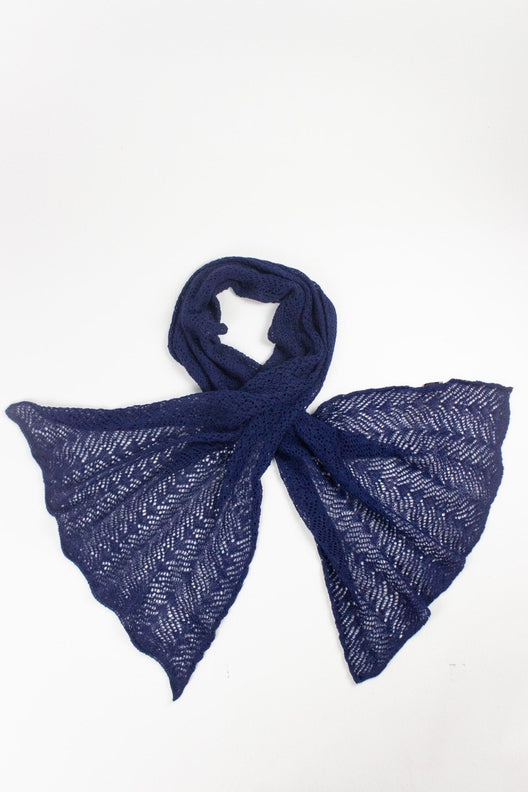 Navy Knit Lace Alpaca Scarf-Scarves & Shawls-STABLE of Ireland