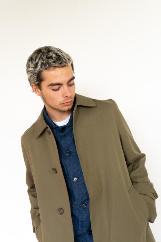 Olive Green Mack Coat for Men-Coats & Jackets-STABLE of Ireland