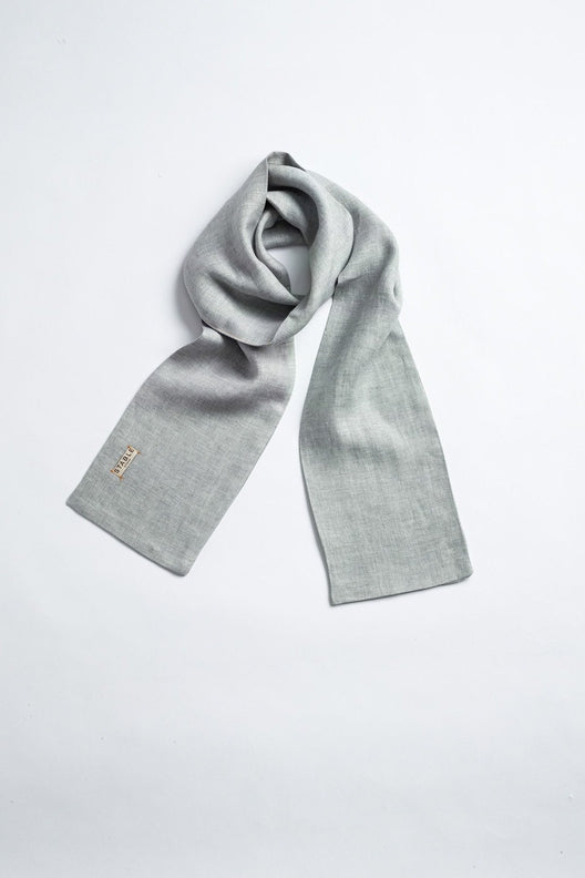 The STABLE Irish Linen Scarf - Dove Grey Great Herringbone-Scarves & Shawls-STABLE of Ireland