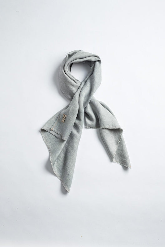 The STABLE Irish Linen Scarf - Dove Grey Great Herringbone-Scarves & Shawls-STABLE of Ireland