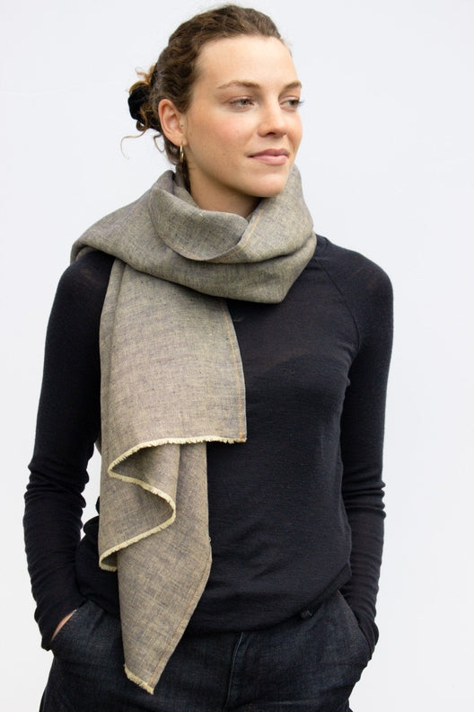 The STABLE Irish Linen Scarf - Ginger Herringbone-Scarves & Shawls-STABLE of Ireland