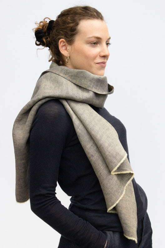 The STABLE Irish Linen Scarf - Ginger Herringbone-Scarves & Shawls-STABLE of Ireland