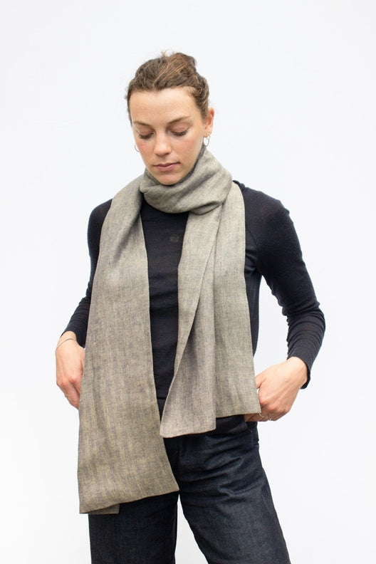 The STABLE Irish Linen Scarf - Ginger Herringbone-Scarves & Shawls-STABLE of Ireland