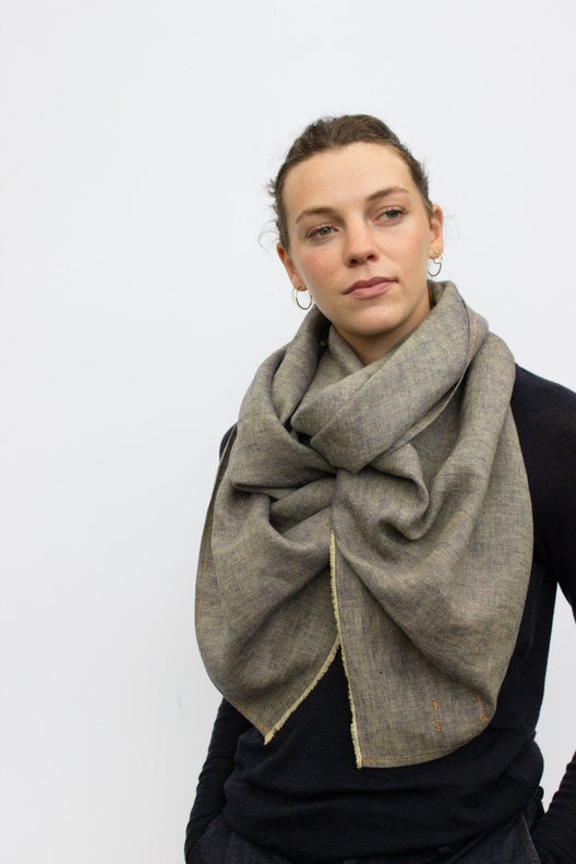 The STABLE Irish Linen Scarf - Ginger Herringbone-Scarves & Shawls-STABLE of Ireland