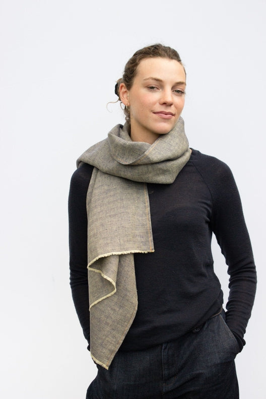 The STABLE Irish Linen Scarf - Ginger Herringbone-Scarves & Shawls-STABLE of Ireland