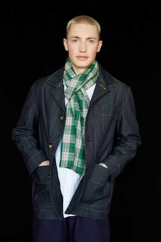 The STABLE Irish Linen Scarf - Green Check-Scarves & Shawls-STABLE of Ireland