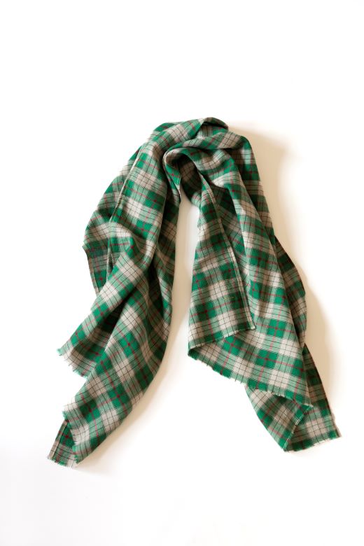 The STABLE Irish Linen Scarf - Green Check-Scarves & Shawls-STABLE of Ireland