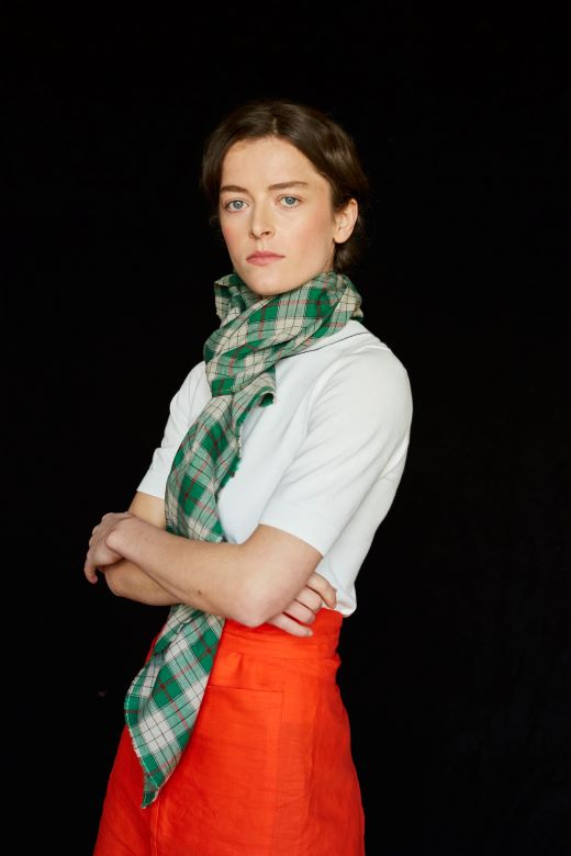 The STABLE Irish Linen Scarf - Green Check-Scarves &amp; Shawls-STABLE of Ireland