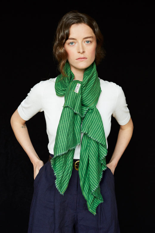 Green and white striped hot sale scarf