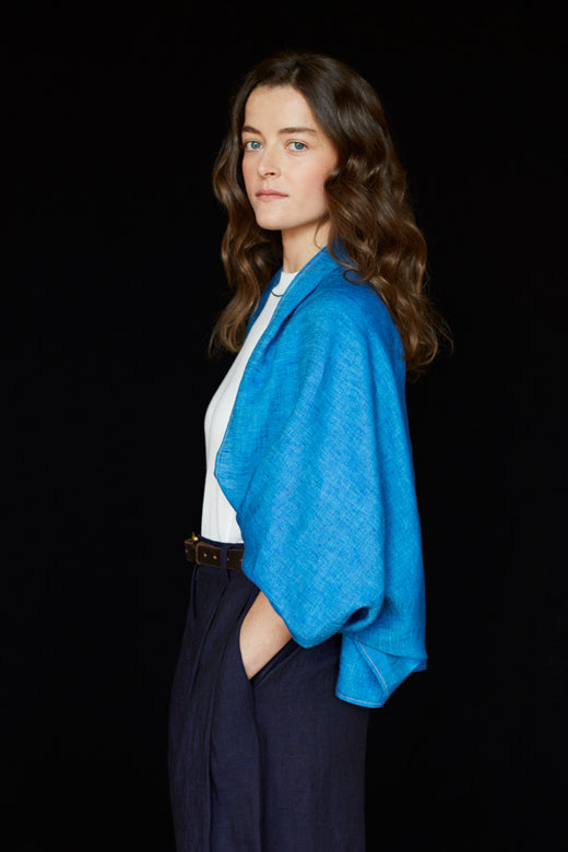 The STABLE Irish Linen Scarf - Marine Blue-Scarves & Shawls-STABLE of Ireland