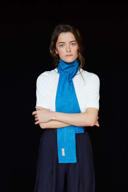 The STABLE Irish Linen Scarf - Marine Blue-Scarves & Shawls-STABLE of Ireland