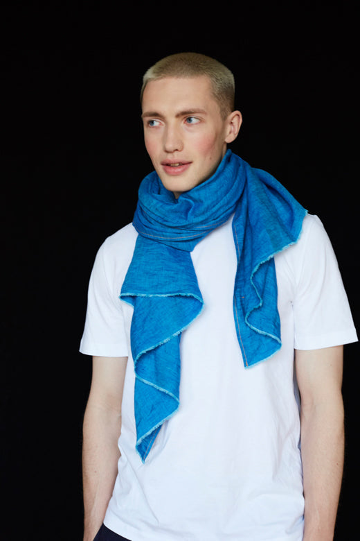 The STABLE Irish Linen Scarf - Marine Blue-Scarves & Shawls-STABLE of Ireland