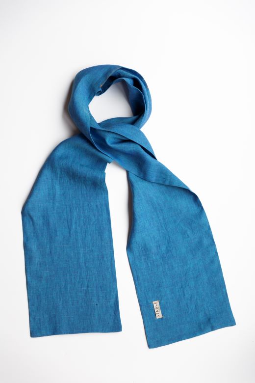 The STABLE Irish Linen Scarf - Marine Blue-Scarves & Shawls-STABLE of Ireland