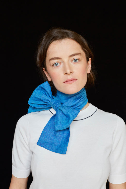 The STABLE Irish Linen Scarf - Marine Blue-Scarves & Shawls-STABLE of Ireland