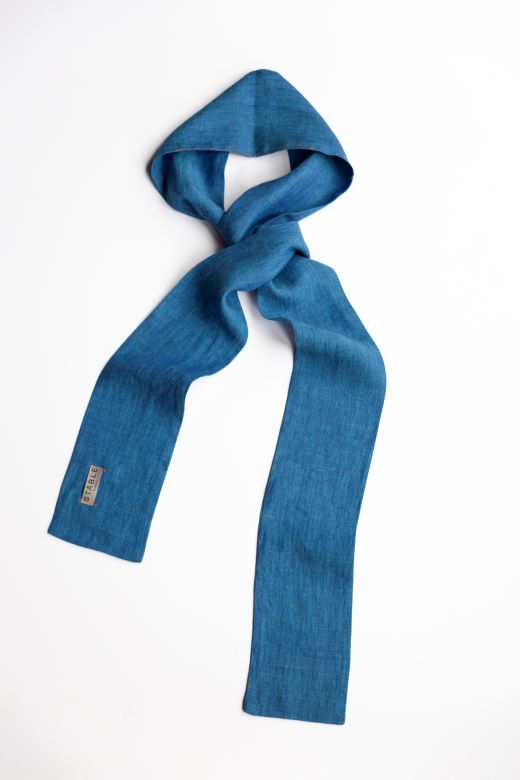 The STABLE Irish Linen Scarf - Marine Blue-Scarves & Shawls-STABLE of Ireland