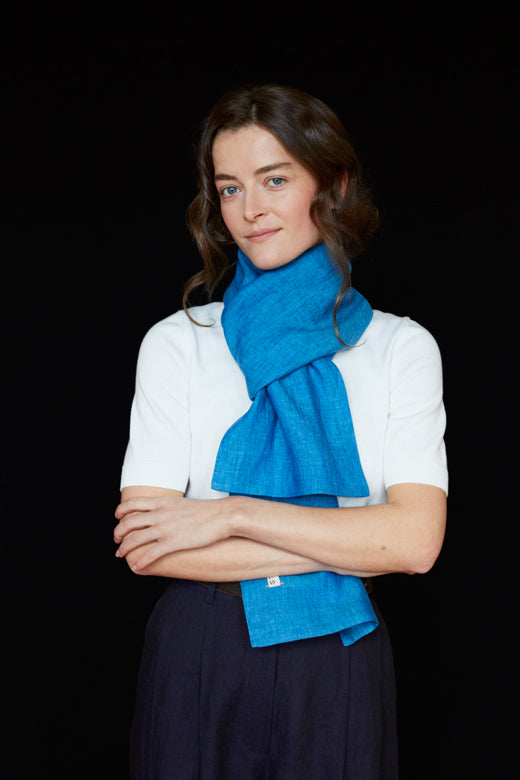 The STABLE Irish Linen Scarf - Marine Blue-Scarves &amp; Shawls-STABLE of Ireland