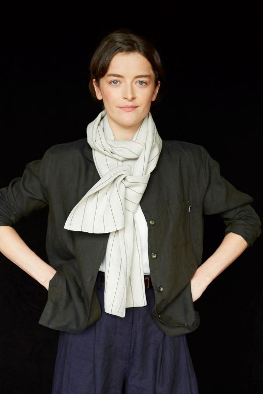 The STABLE Irish Linen Scarf - Natural Stripe-Scarves & Shawls-STABLE of Ireland