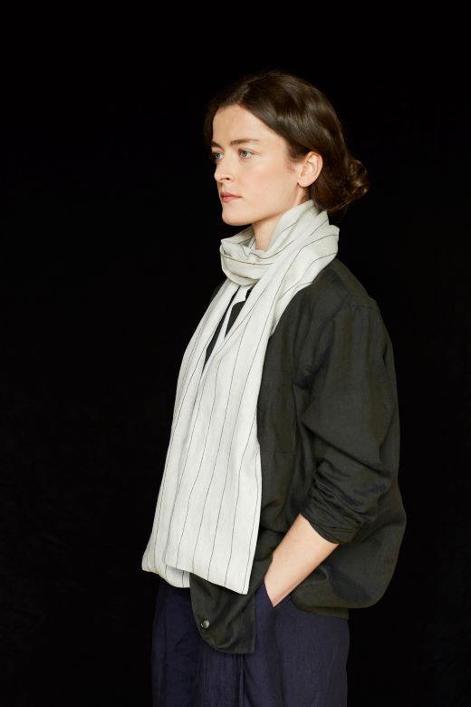 The STABLE Irish Linen Scarf - Natural Stripe-Scarves &amp; Shawls-STABLE of Ireland