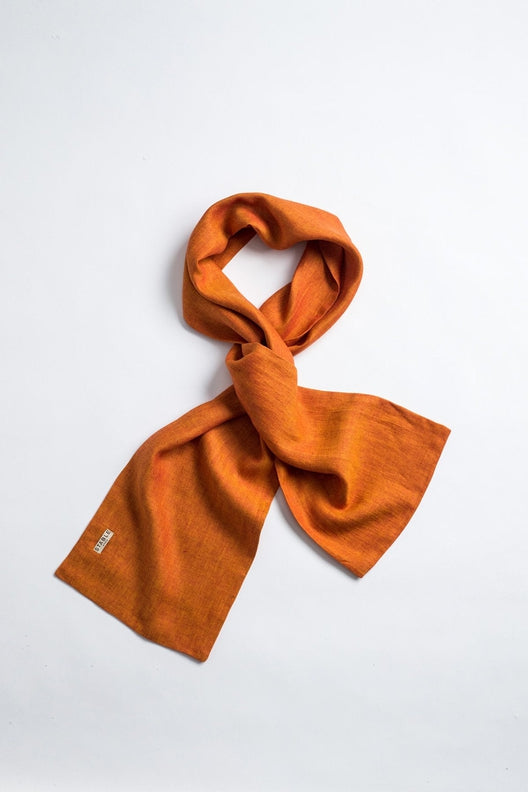 The STABLE Irish Linen Scarf - Orange Herringbone-Scarves & Shawls-STABLE of Ireland