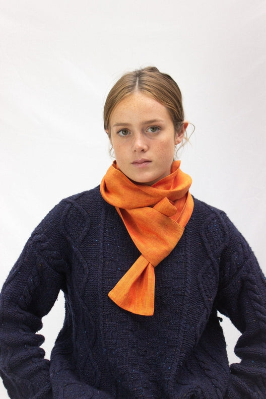 The STABLE Irish Linen Scarf - Orange Herringbone-Scarves & Shawls-STABLE of Ireland