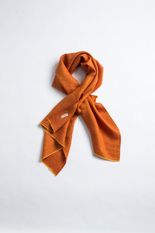 The STABLE Irish Linen Scarf - Orange Herringbone-Scarves & Shawls-STABLE of Ireland