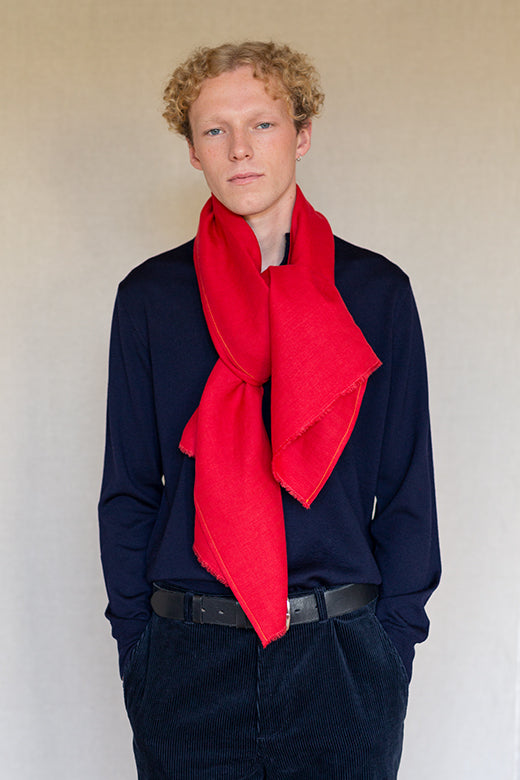 The STABLE Irish Linen Scarf - Red Irish Linen Scarf-Scarves & Shawls-STABLE of Ireland