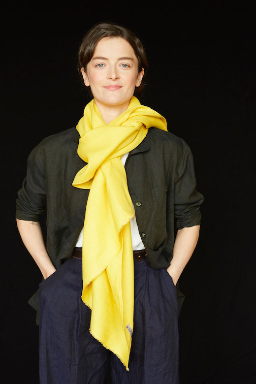 The STABLE Irish Linen Scarf - Sun Yellow-Scarves & Shawls-STABLE of Ireland