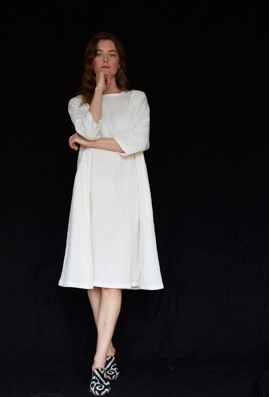 Midi white 2025 linen dress