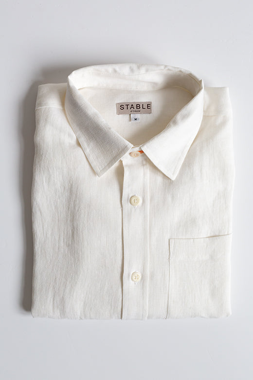 White Irish Linen Shirt-Shirt-STABLE of Ireland