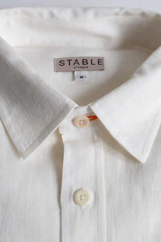 White Irish Linen Shirt-Shirt-STABLE of Ireland