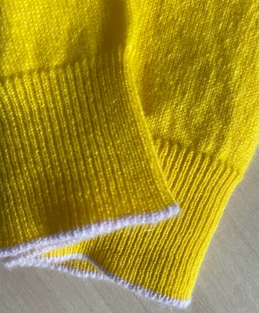 Yellow Trim Cashmere Beanie-Hats-STABLE of Ireland