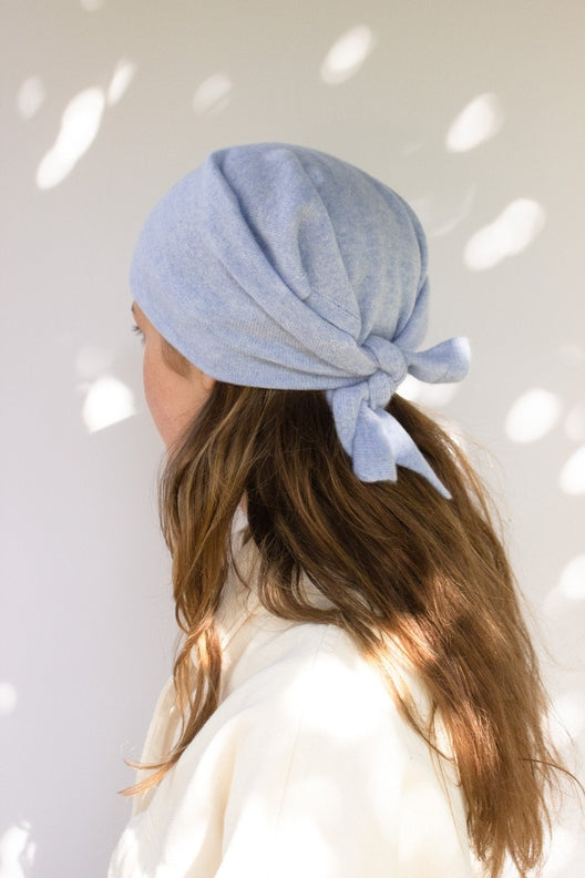 Baby Blue Cashmere Trandana-Scarves & Shawls-STABLE of Ireland