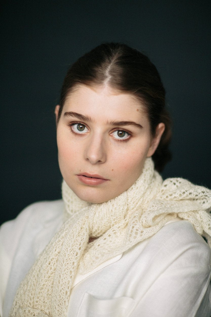 Cream Knit Lace Alpaca Scarf-Scarves & Shawls-STABLE of Ireland