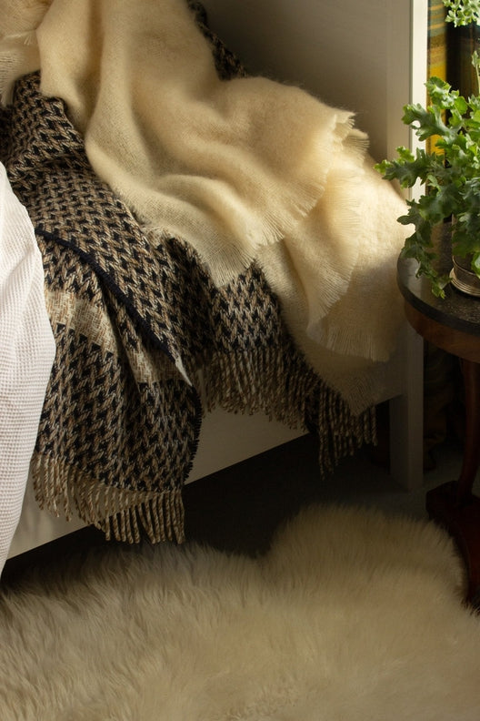 Cream Mohair Blanket-Blankets-STABLE of Ireland