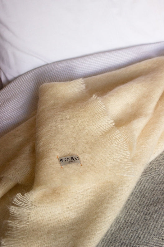 Cream Mohair Blanket-Blankets-STABLE of Ireland