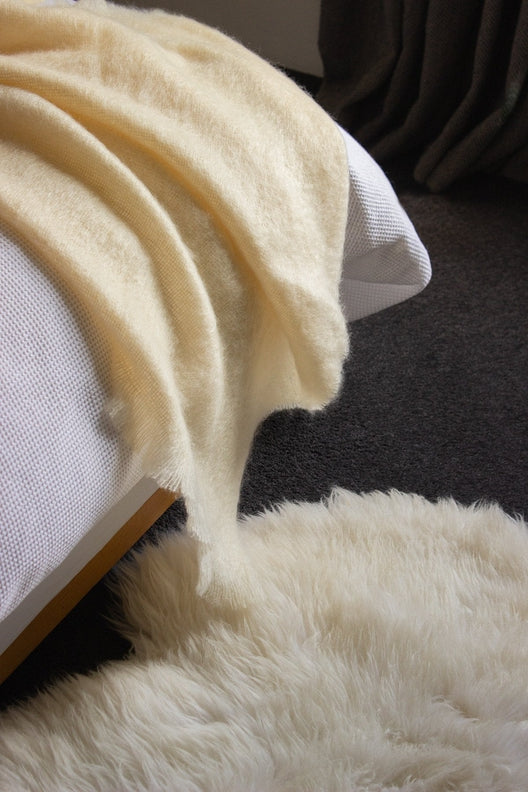 Cream Mohair Blanket-Blankets-STABLE of Ireland