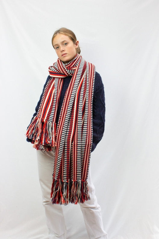 Red &amp; Blue Long Island Scarf-Scarves &amp; Shawls-STABLE of Ireland